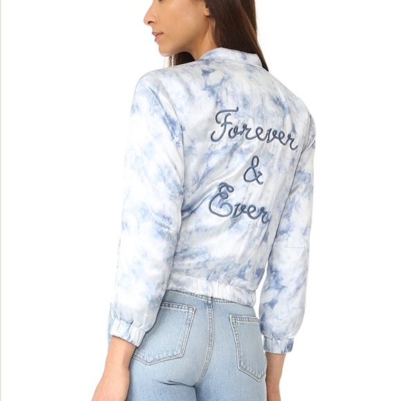 PAIGE Jackets & Blazers - PAIGE Blue Tie Dye Satin Bomber Jacket Small